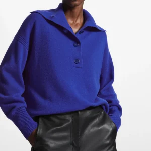 Open Neck Wool Blend Pullover Women’s Casual Loose Fit Winter Knit Sweater