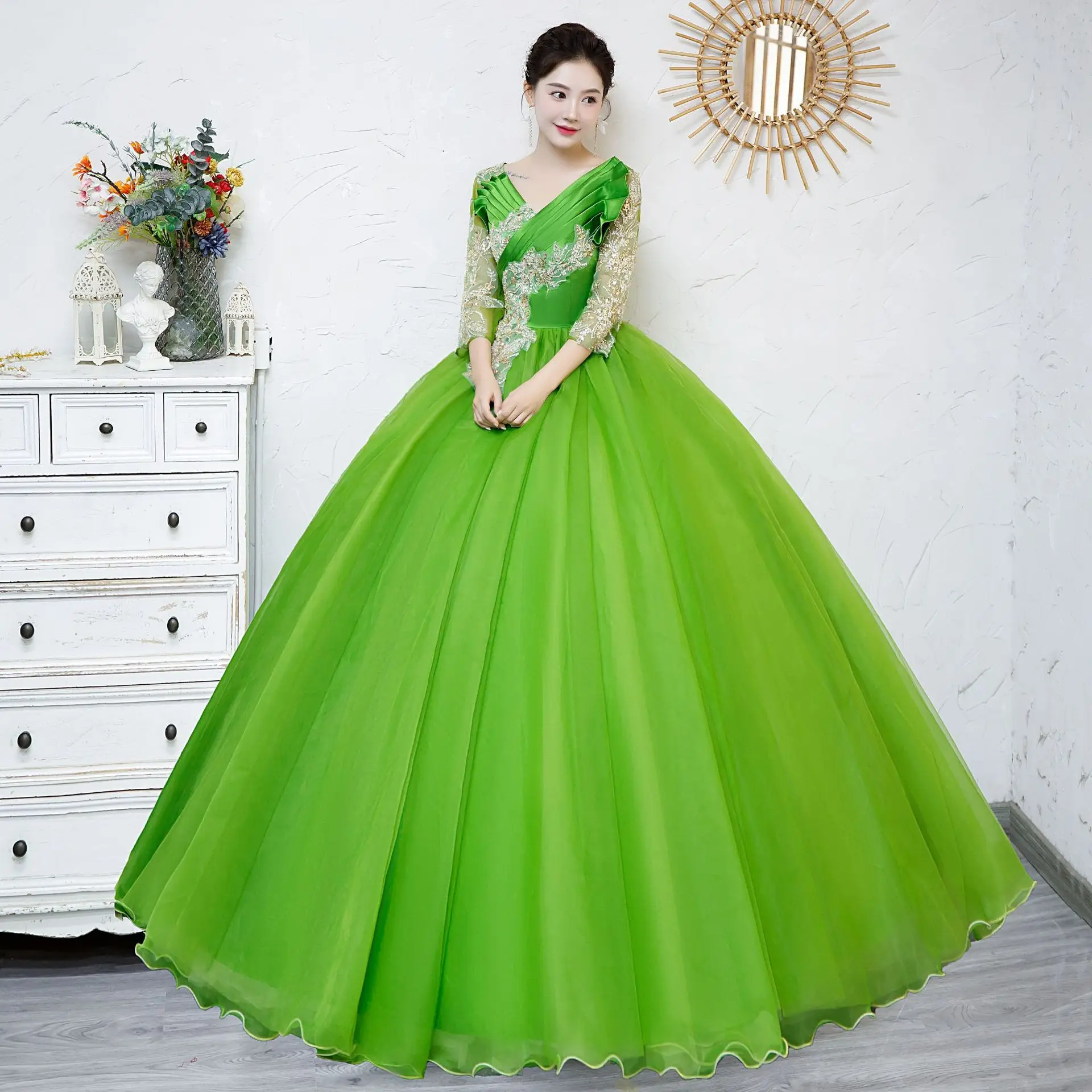 Long Formal Evening Gown Women’s Prom Dress Fluffy Skirt Gala Party Wear - Image 4