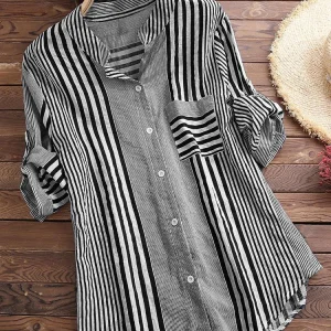 Plus Size Cotton Linen Button Down Blouse Women’s Loose Tunic Summer Shirt